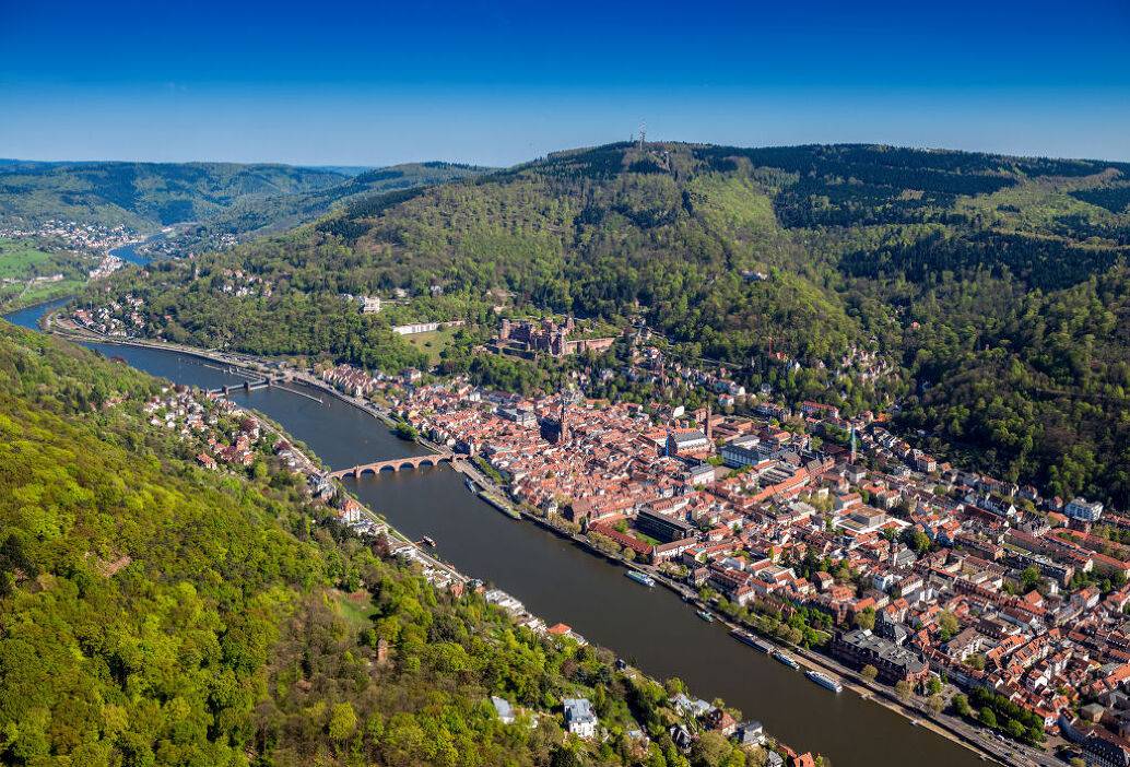 Heidelberg am Neckar Drohnenaufnahme